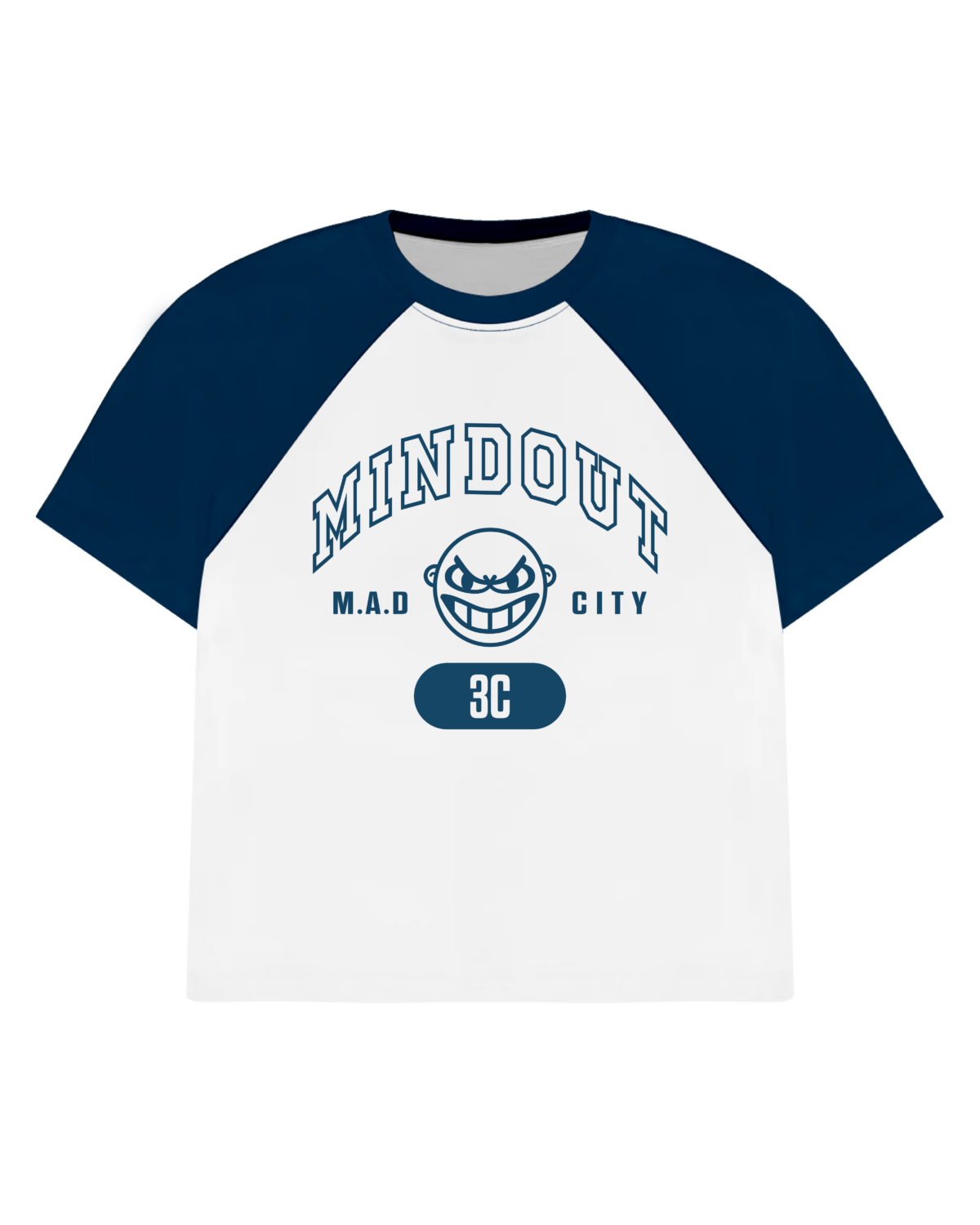 UNIVERSITY RAGLAN T-SHIRT (WHITE-NAVY)