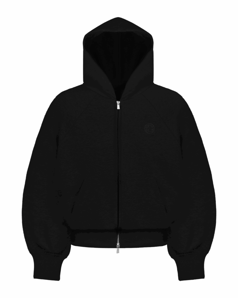 RAGLAN DOUBLE ZIP HOODIE (BLACK)