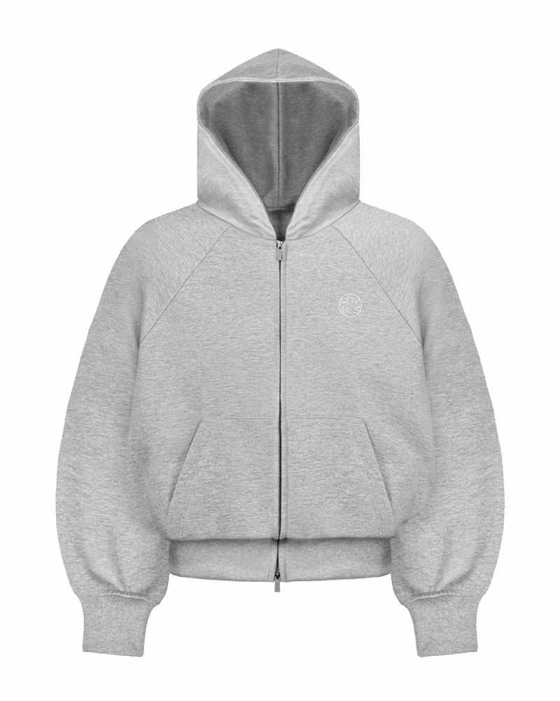 RAGLAN DOUBLE ZIP HOODIE (GREY)