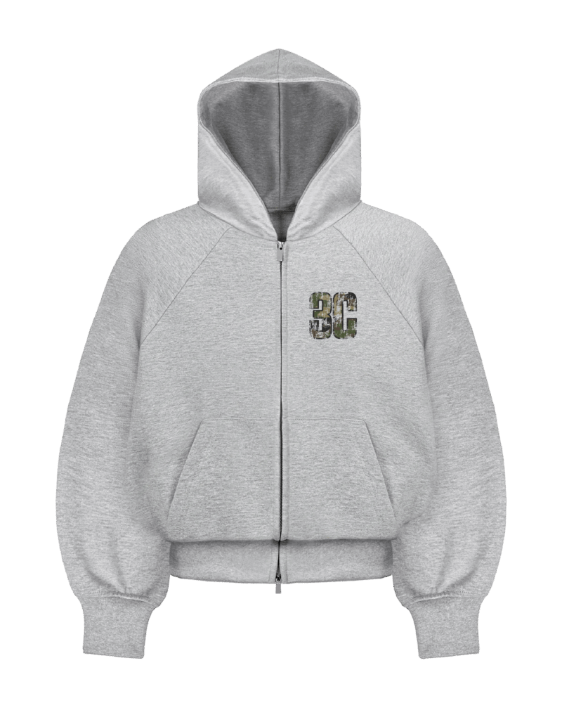 CAMO LOGO DOUBLE ZIP HOODIE (GREY)