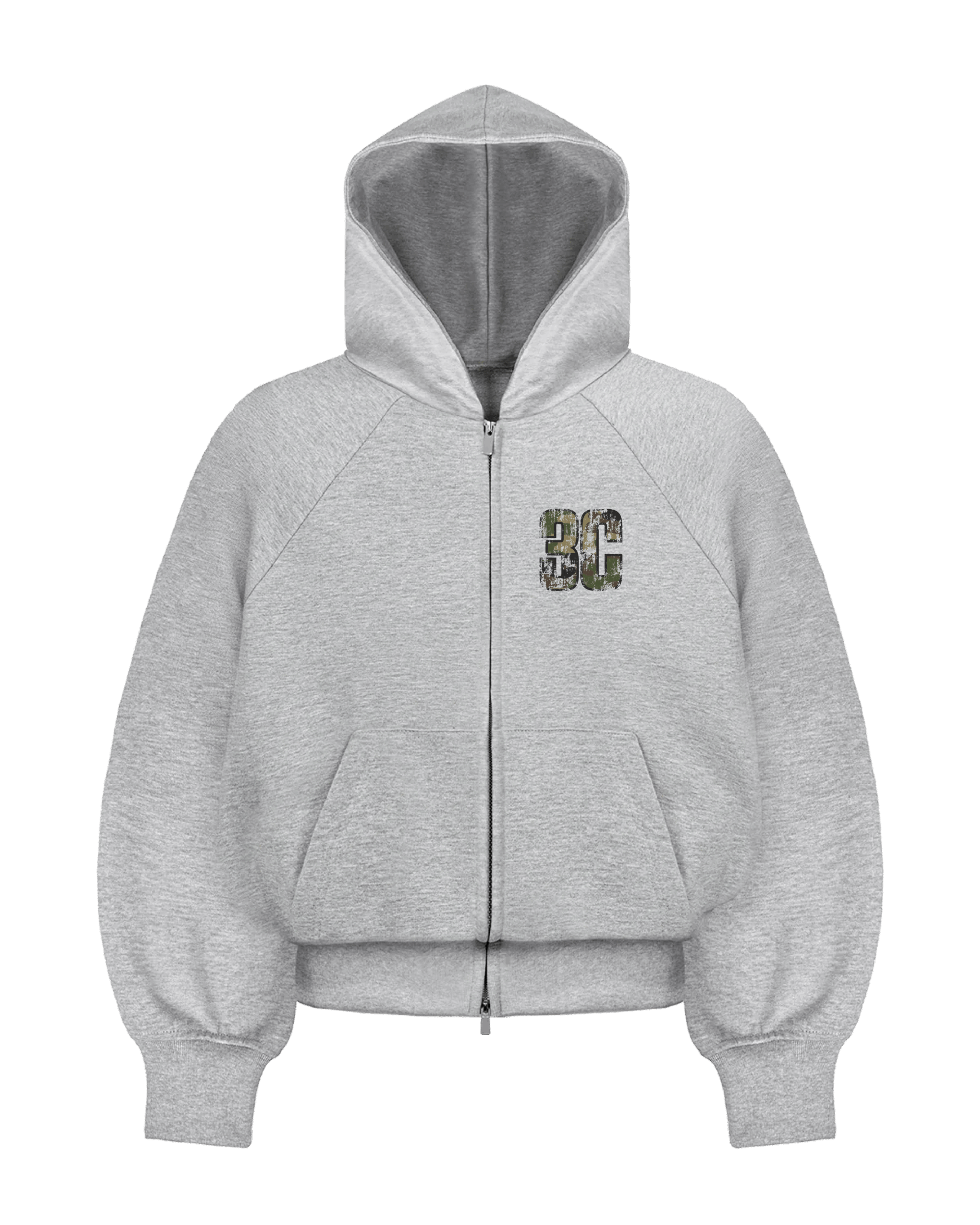 CAMO LOGO DOUBLE ZIP HOODIE (GREY)