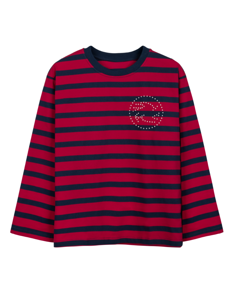 EMBLEM STRIPE LONGSLEEVE (RED-NAVY)