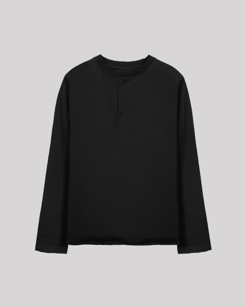 HENLEY RAW LONGSLEEVE [WASHED BLACK]