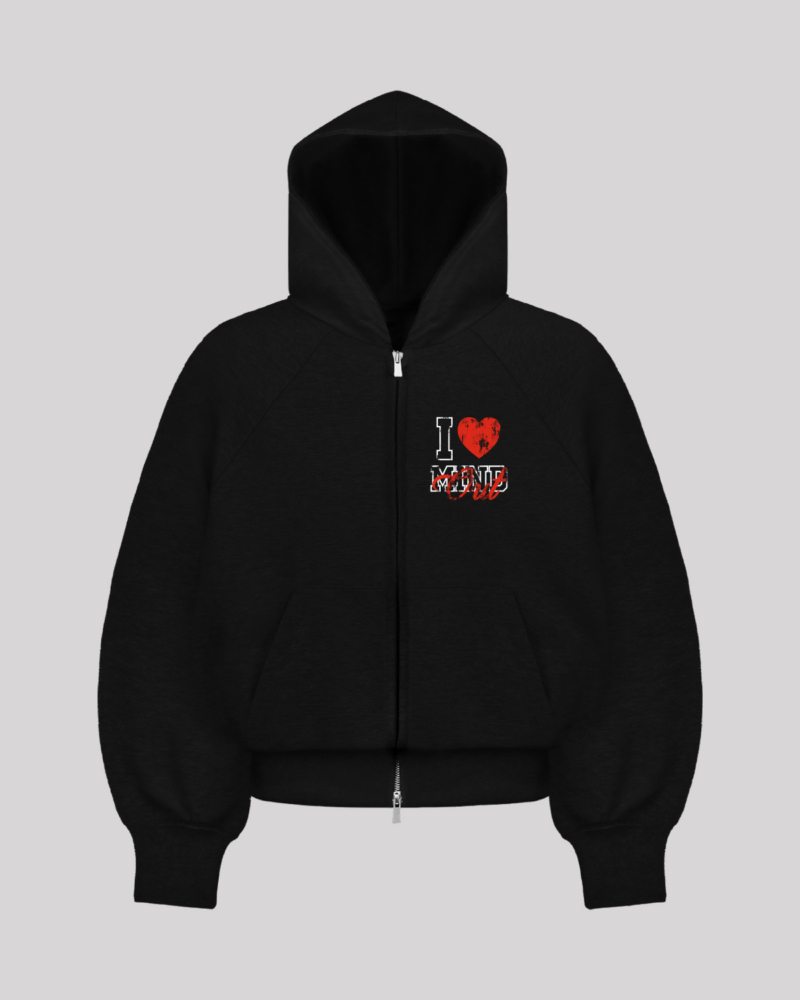 I<3MINDOUT DOUBLE ZIP HOODIE (BLACK)